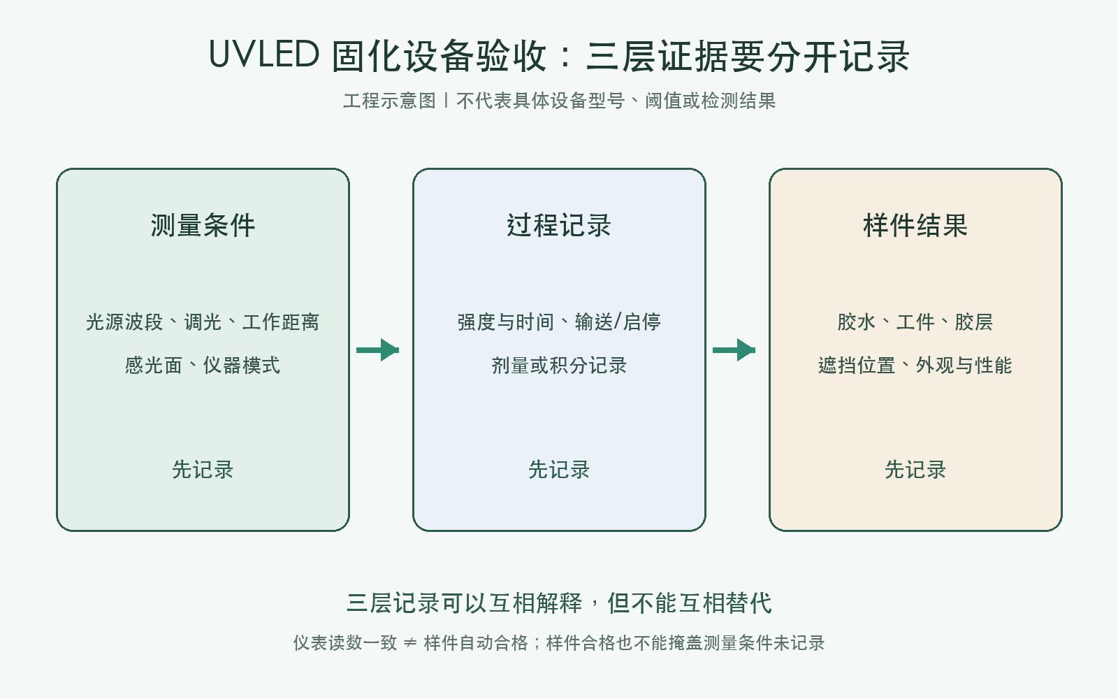 UVLED固化设备验收，为什么要把光强、剂量和样件结果分开记录？